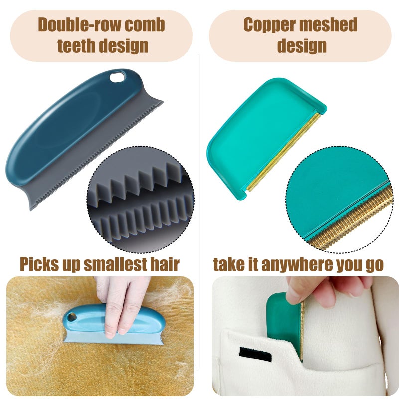 AXLUNAR Pet Hair Remover - 4 Pack Dog Cat Hair Remover for Couch Furnitures, Reusable Lint Remover Shaver Portable Carpet Rake Scraper Brush for Blanket,Clothing, Pet Towers, Car Upholstery Blue - Image 4